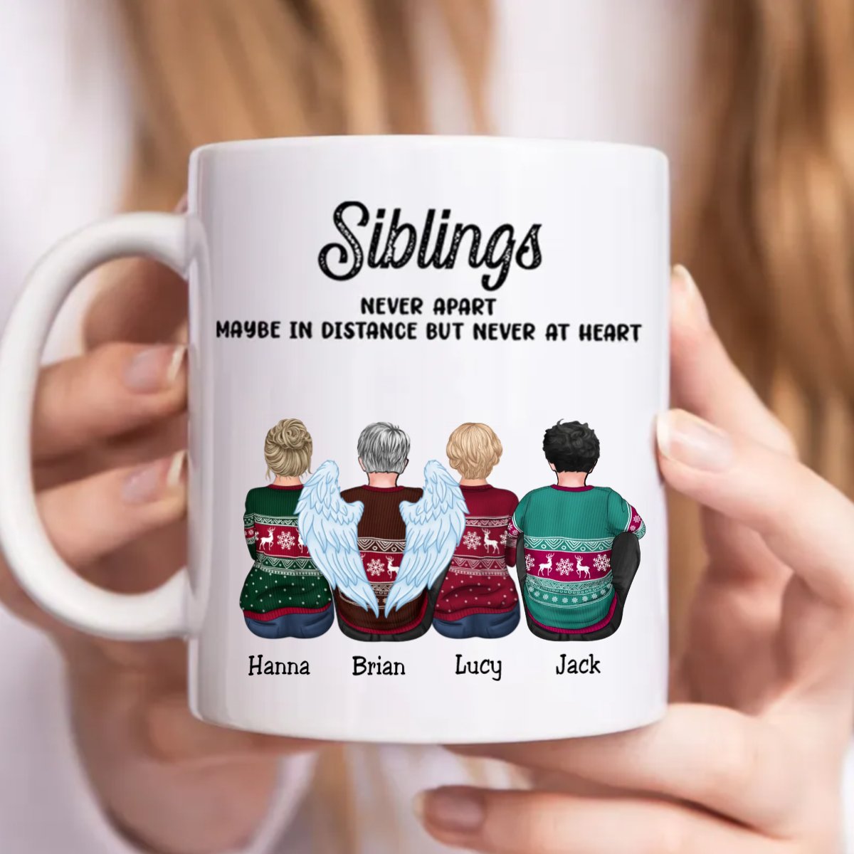 Siblings Never Apart Maybe In Distance But Never At Heart - Personalized Mug (LL) - Makezbright Gifts