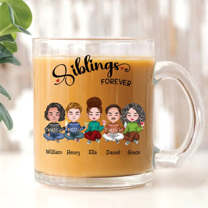 Siblings - Siblings Forever - Personalized Glass Mug - Makezbright Gifts