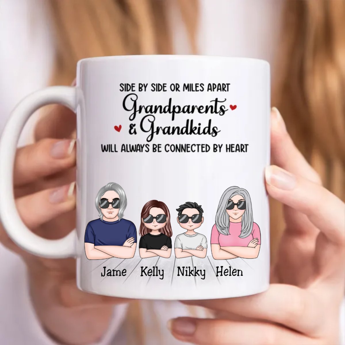 Side By Side Grandparent & Grandkids - Personalized Mug - Makezbright Gifts