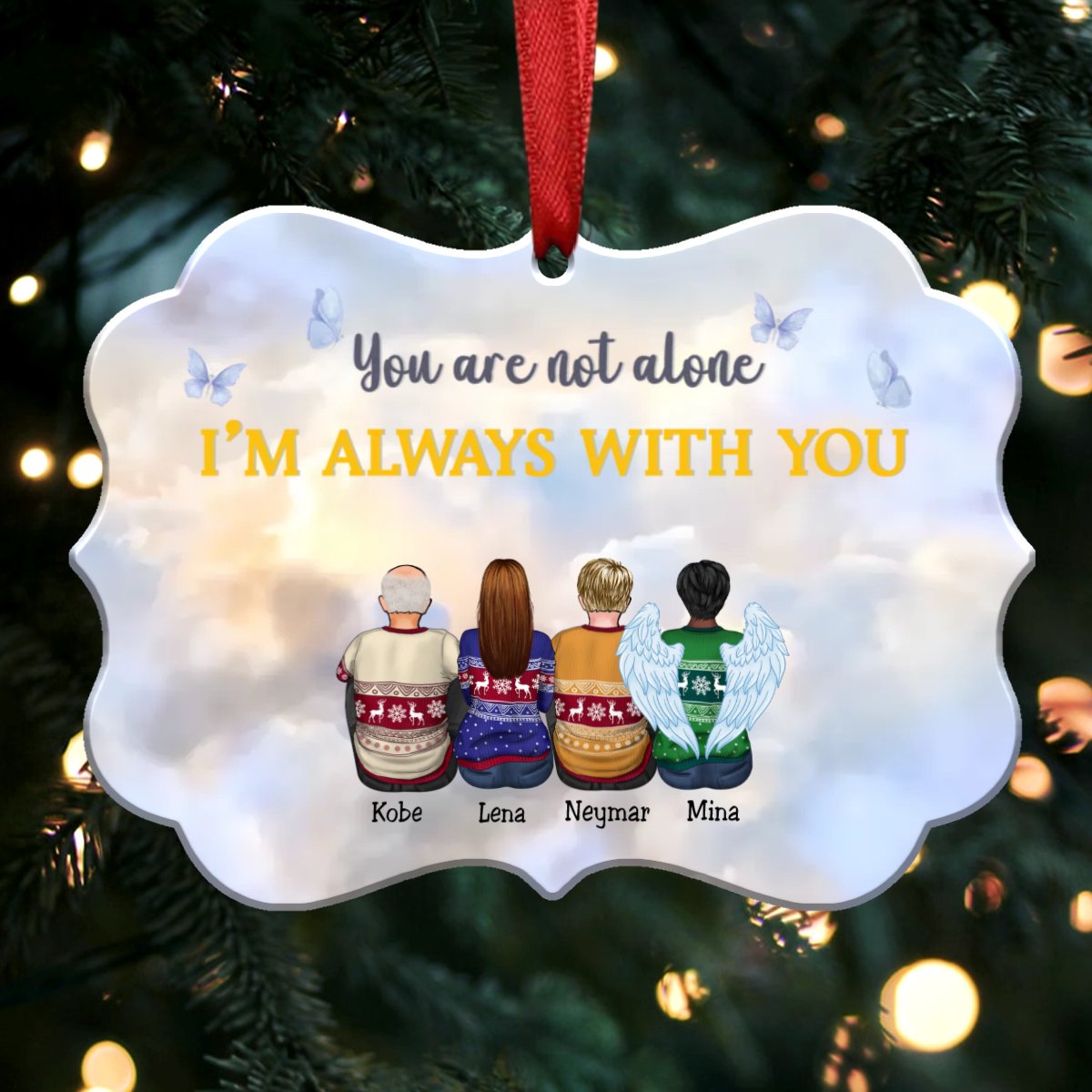 Side By Side Or Miles Apart Brothers And Sisters Will Always Be Connected By Heart - Personalized Christmas Ornament (Yellow) - Makezbright Gifts