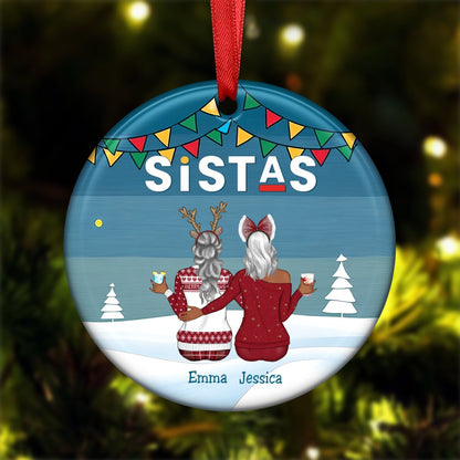 Sistas - Sistas Soul Sisters - Personalized Circle Ornament - Makezbright Gifts