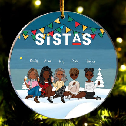 Sistas - Sistas Soul Sisters - Personalized Circle Ornament (LH) - Makezbright Gifts