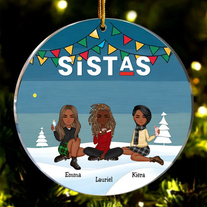 Sistas - Sistas Soul Sisters - Personalized Circle Ornament (LH) - Makezbright Gifts