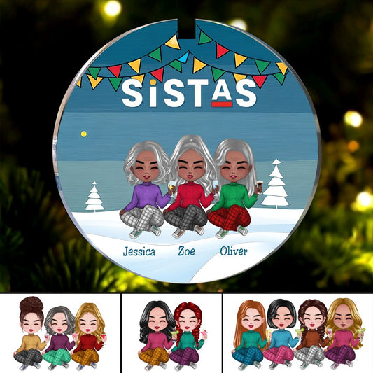 Sistas - Sistas Soul Sisters - Personalized Circle Ornament (TT) - Makezbright Gifts