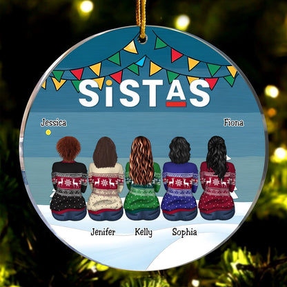 Sistas - Sistas Soul Sisters Ver 2 - Personalized Circle Ornament - Makezbright Gifts