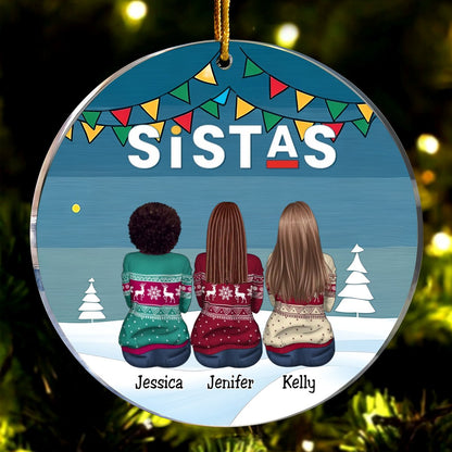 Sistas - Sistas Soul Sisters Ver 2 - Personalized Circle Ornament - Makezbright Gifts