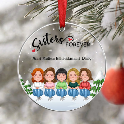 Sister - Sisters Forever - Personalized Transparent Ornament (Ver 4) - Makezbright Gifts