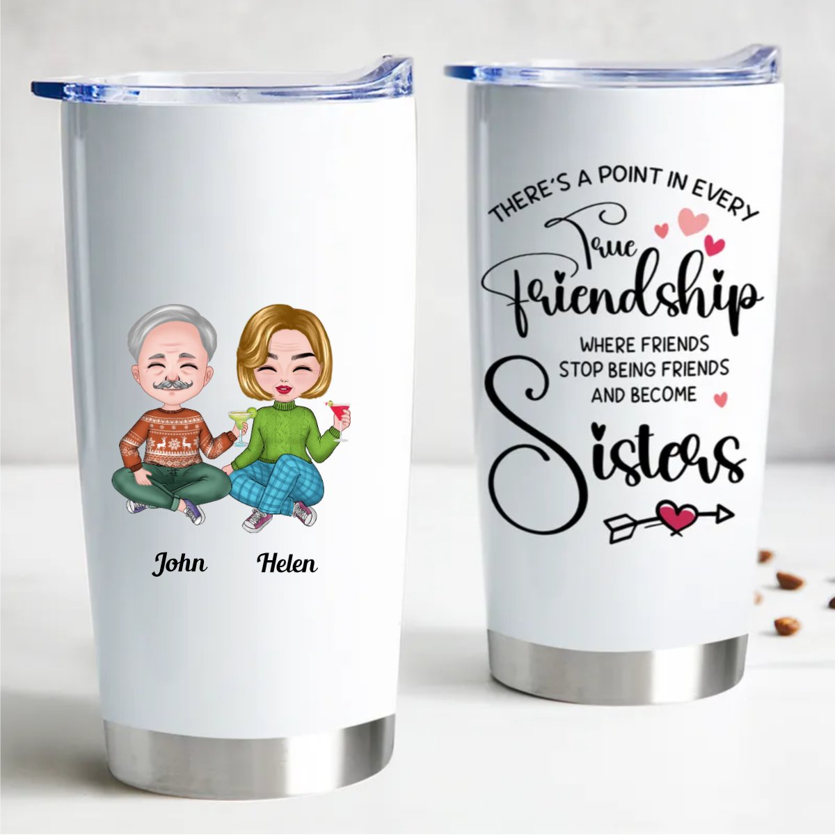 Sisterhood Celebration 20oz Customized Tumbler for Hot or Cold Drinks - Makezbright Gifts