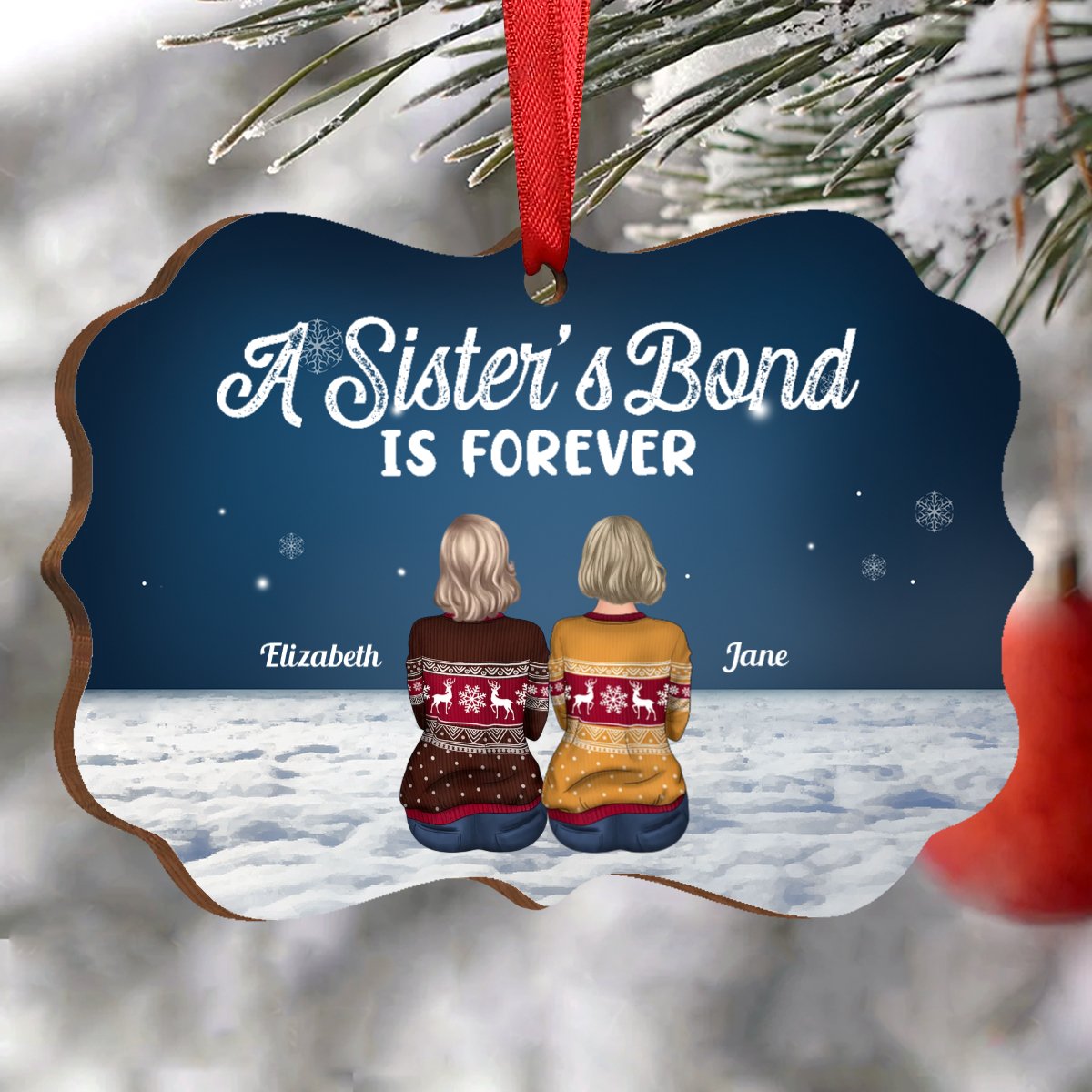 Sisters - A Sister's Bond Is Forever - Personalized Acrylic Ornament - Makezbright Gifts