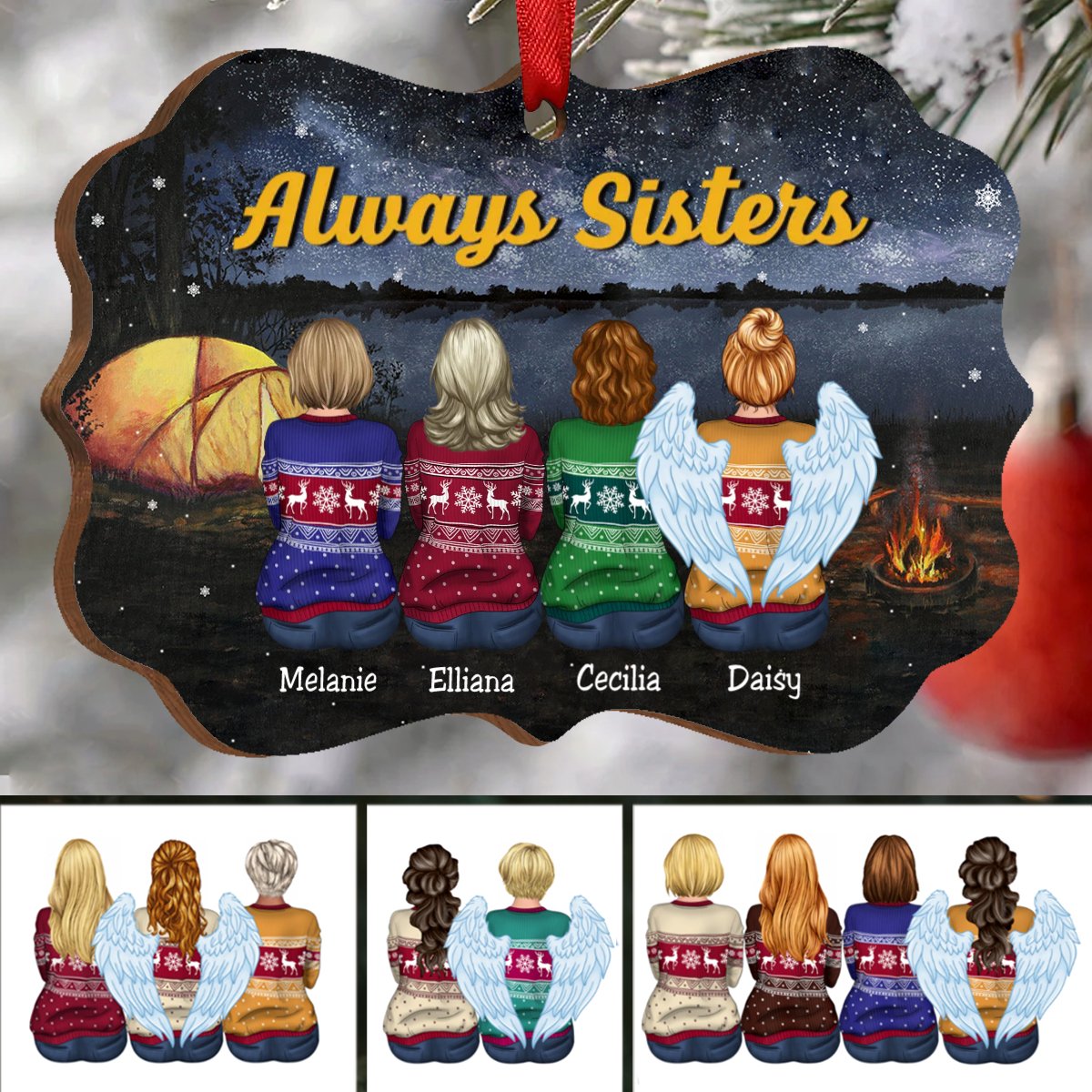 Sisters - Always Sisters - Personalized Christmas Acrylic Ornament - Makezbright Gifts