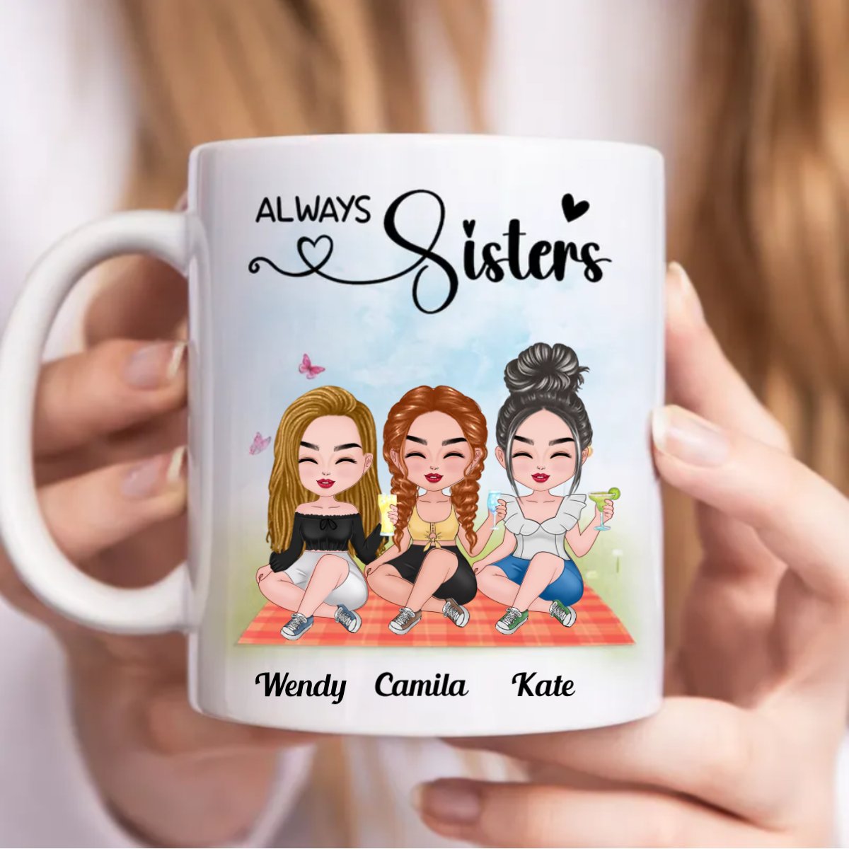 Sisters - Always Sisters - Personalized Mug (BB) - Makezbright Gifts