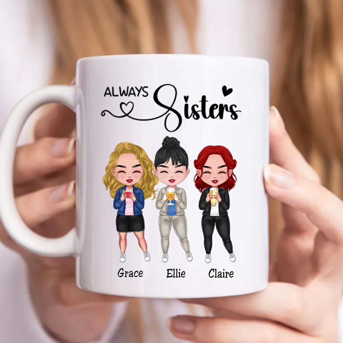 Sisters - Always Sisters - Personalized Mug (Ver. 3) - Makezbright Gifts