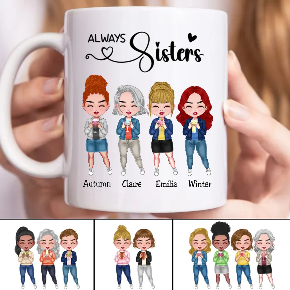 Sisters - Always Sisters - Personalized Mug (Ver. 3) - Makezbright Gifts