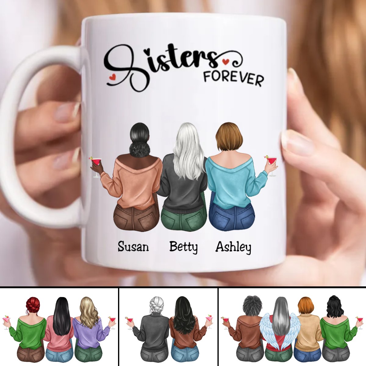 Sisters Forever - Personalized Mug - Makezbright Gifts