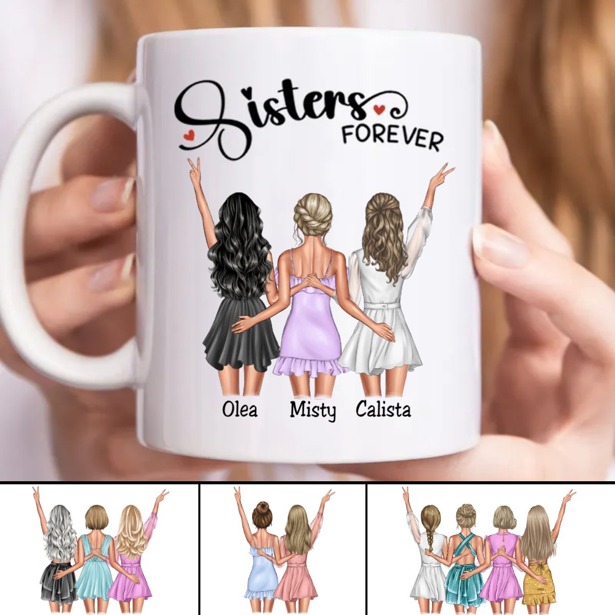 Sisters Forever - Personalized Mug - Makezbright Gifts