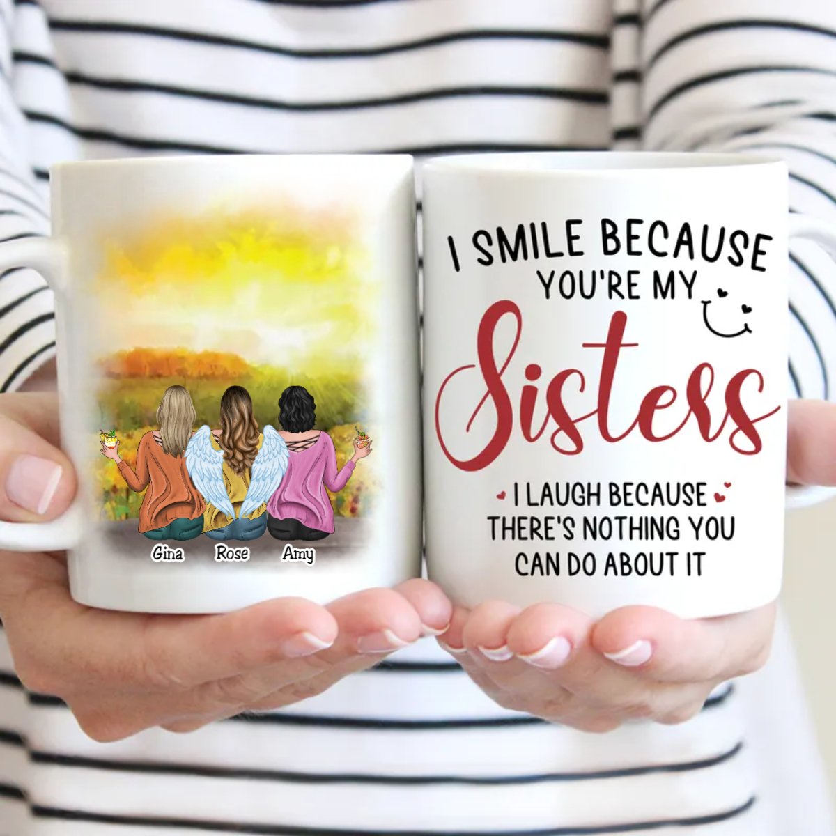 Sisters - I Smile Because You're My Sister - Personalized Mug (Sunflower) - Makezbright Gifts