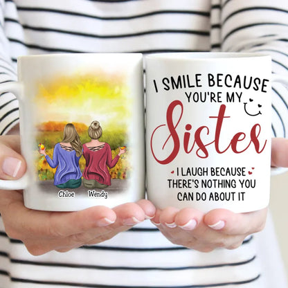 Sisters - I Smile Because You're My Sister - Personalized Mug (Sunflower) - Makezbright Gifts