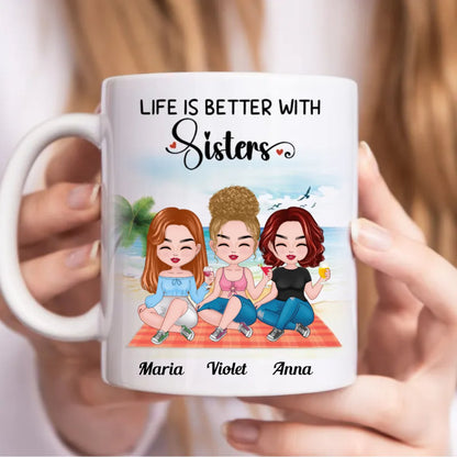 Sisters - Life Is Better With Sisters - Personalized Mug (BB) - Makezbright Gifts