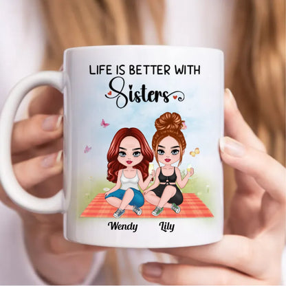 Sisters - Life Is Better With Sisters - Personalized Mug (BB) - Makezbright Gifts