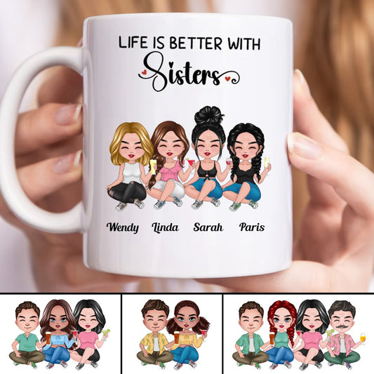 Sisters - Life Is Better With Sisters - Personalized Mug (TB) - Makezbright Gifts