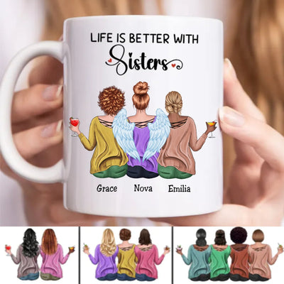 Sisters - Life Is Better With Sisters - Personalized Mug (Ver. 2) - Makezbright Gifts