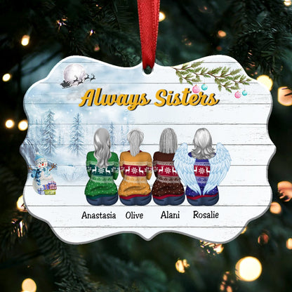 Sisters Memorial Gift - Always Sisters - Personalized Christmas Ornament (CN1) - Makezbright Gifts