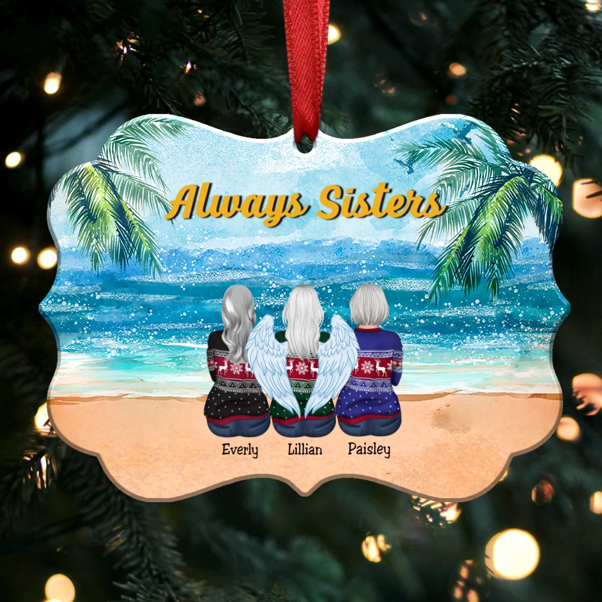 Sisters Memorial Gift - Always Sisters - Personalized Christmas Ornament (FD1) - Makezbright Gifts