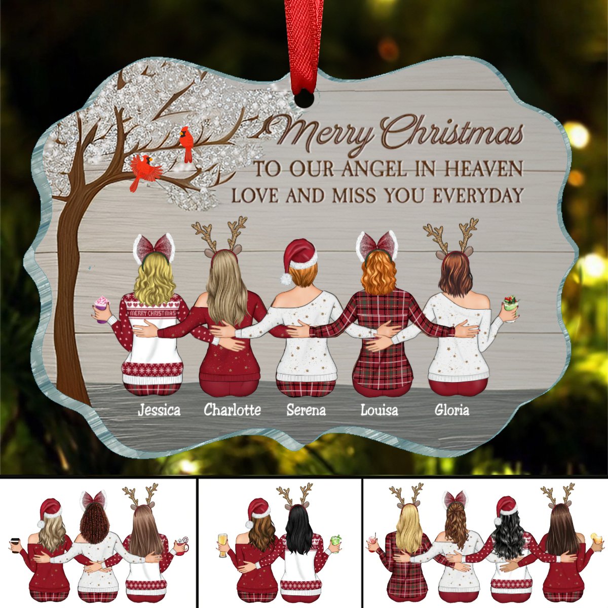 Sisters - Merry Christmas To Our Angel In Heaven Love And Miss You Everyday - Personalized Acrylic Ornament - Makezbright Gifts