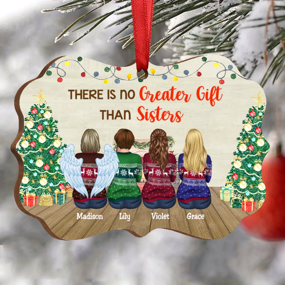 Sisters Ornament - There Is No Greater Gift Than Sisters - Personalized Acrylic Ornament - Makezbright Gifts