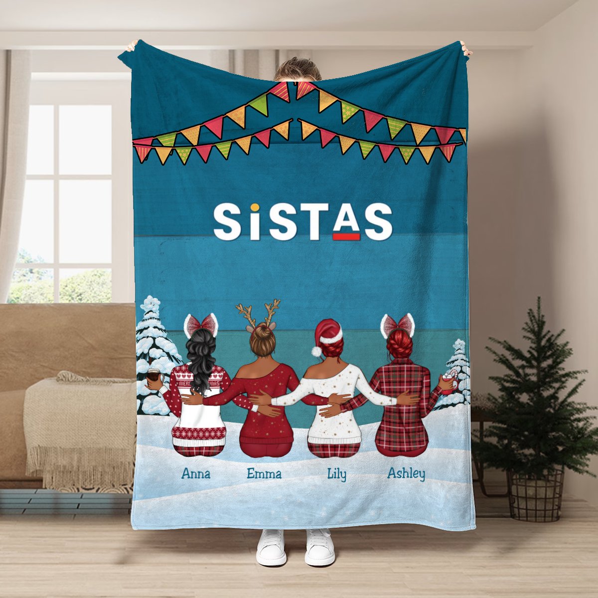 Sisters - Sistas - Personalized Blanket - Makezbright Gifts