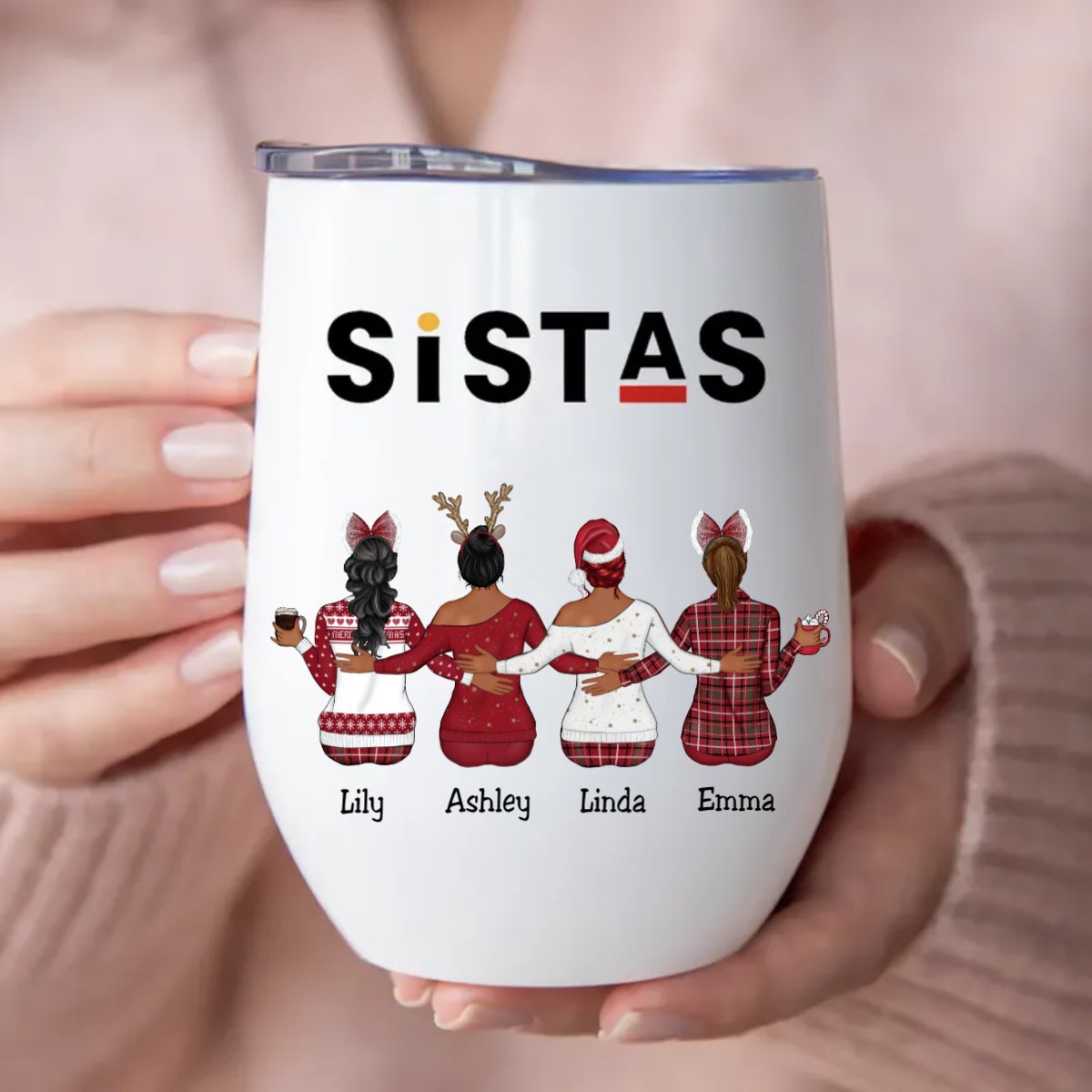 Sisters - Sistas - Personalized Wine Tumbler - Makezbright Gifts