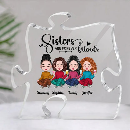 Sisters - Sisters Are Forever Friends - Personalized Acrylic Plaque - Makezbright Gifts