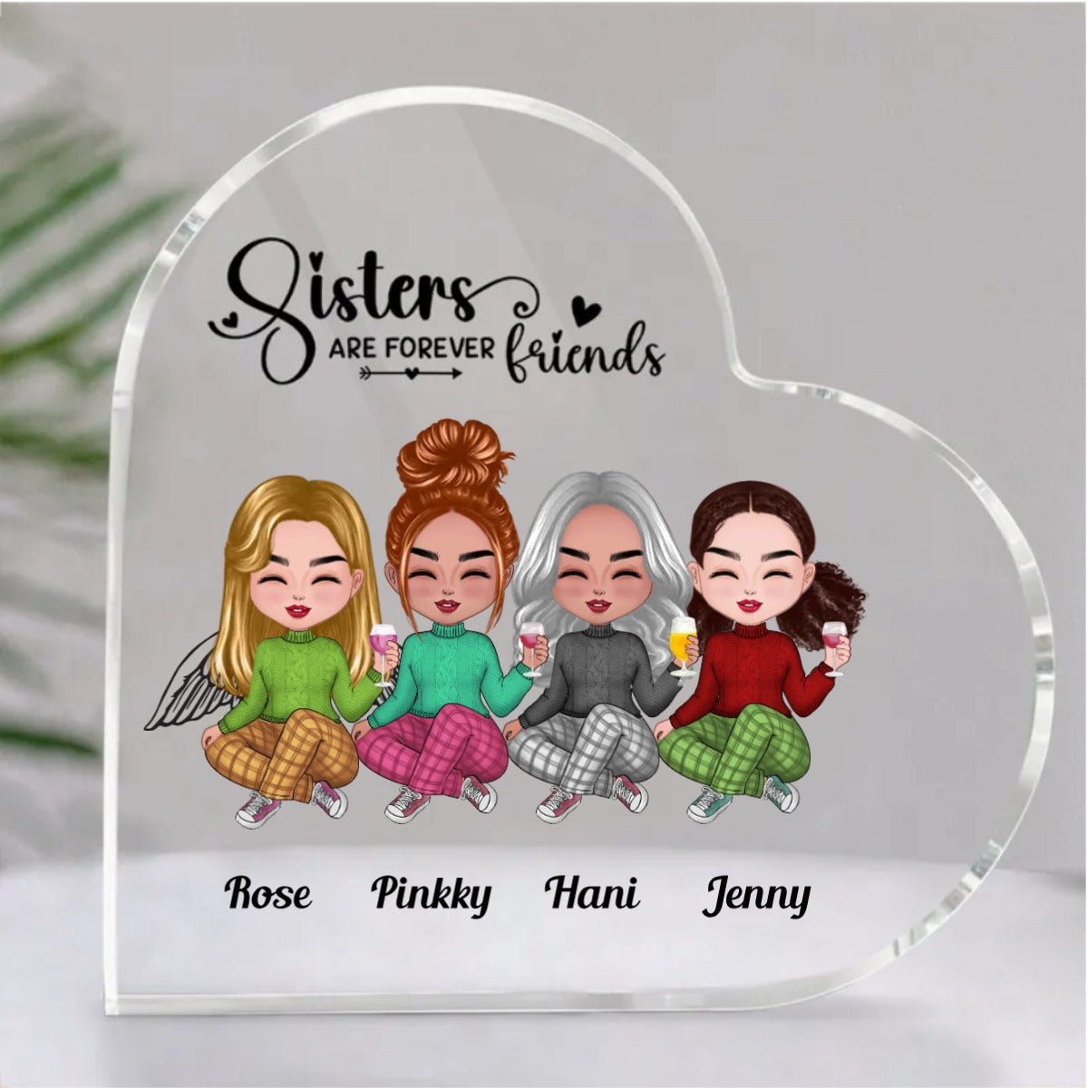 Sisters - Sisters Are Forever Friends - Personalized Acrylic Plaque (LH) - Makezbright Gifts