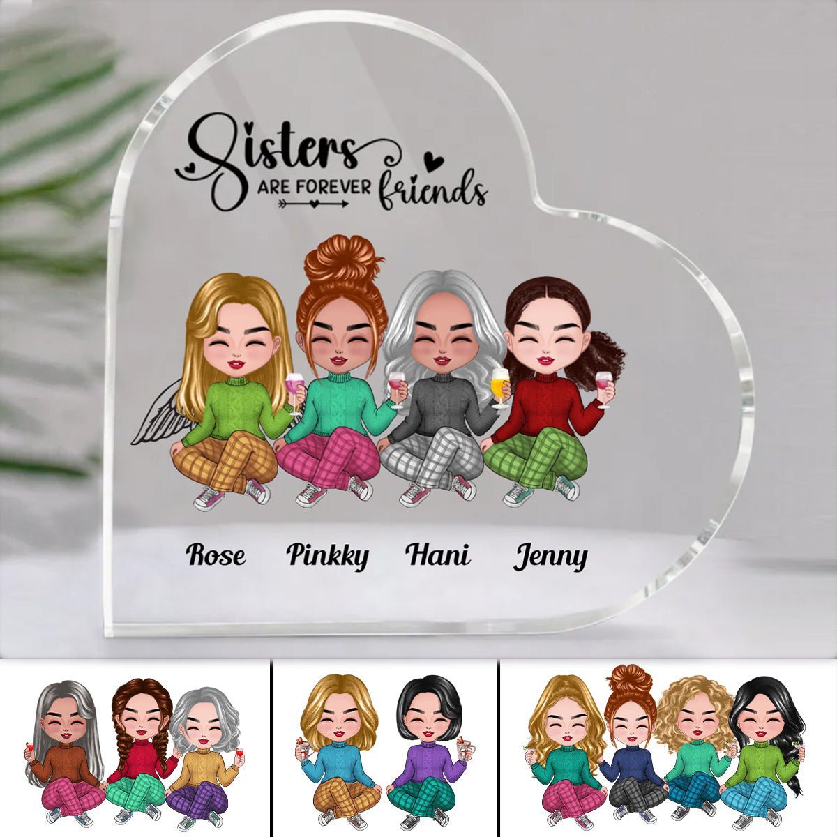 Sisters - Sisters Are Forever Friends - Personalized Acrylic Plaque (LH) - Makezbright Gifts