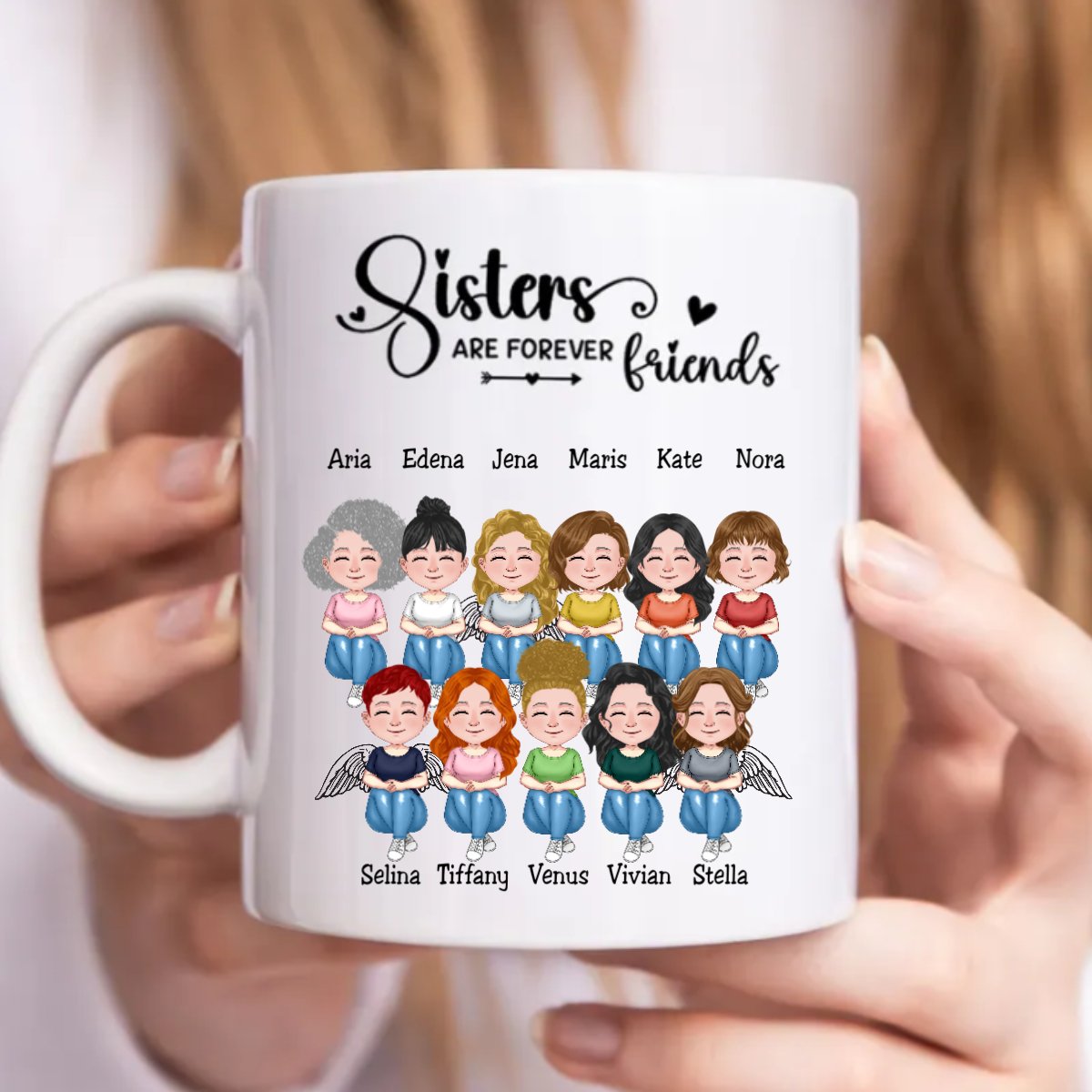 Sisters - Sisters Are Forever Friends - Personalized Mug - Makezbright Gifts