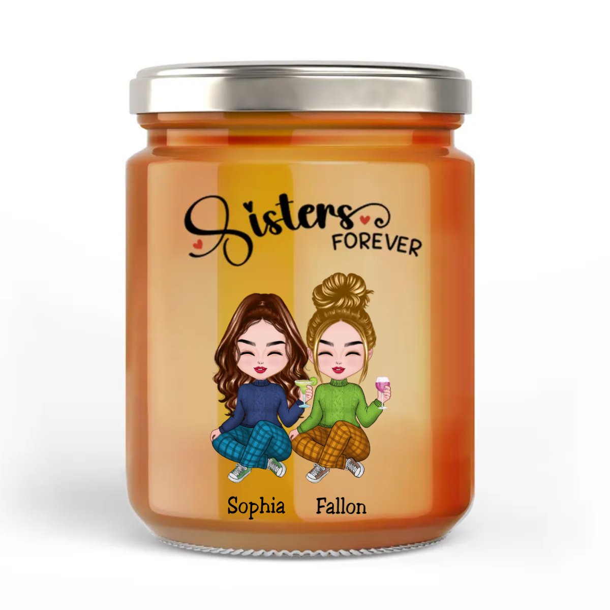 Sisters - Sisters Forever - Personalize Mason Jar - Makezbright Gifts