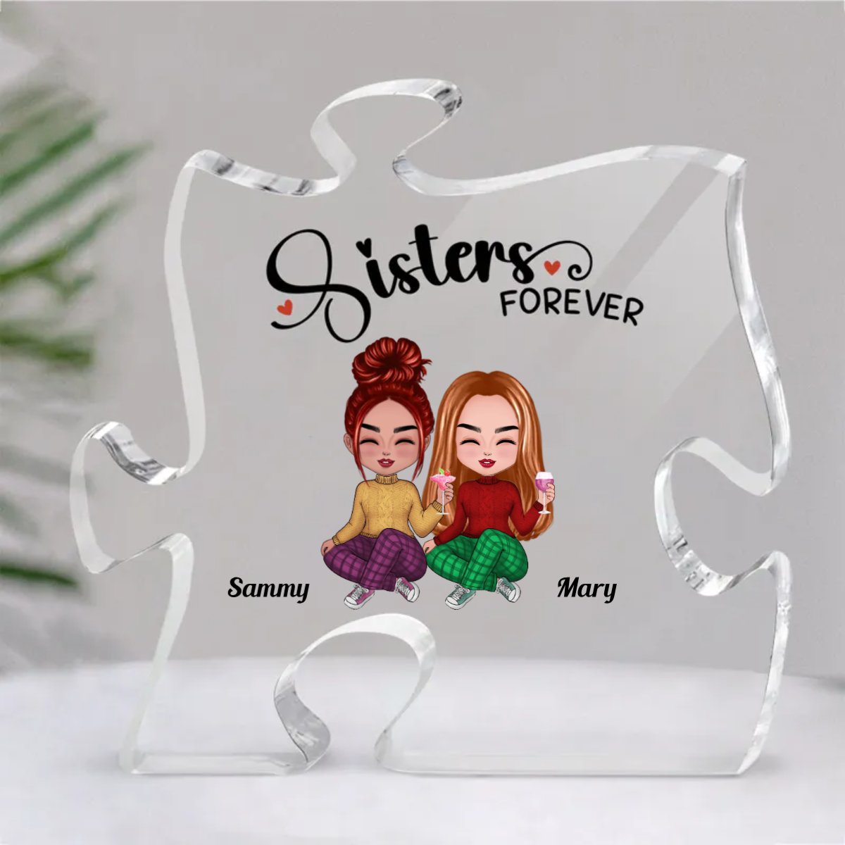 Sisters - Sisters Forever - Personalized Acrylic Plaque - Makezbright Gifts