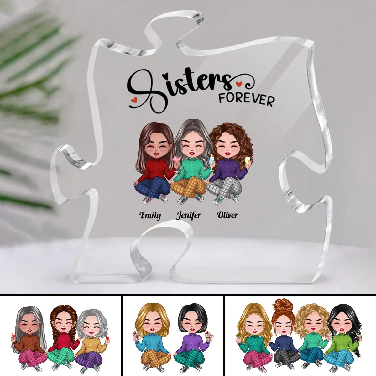 Sisters - Sisters Forever - Personalized Acrylic Plaque - Makezbright Gifts