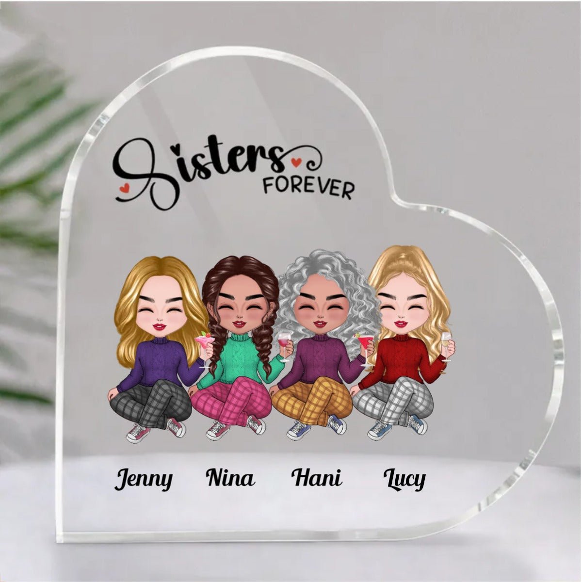 Sisters - Sisters Forever - Personalized Acrylic Plaque (LH) - Makezbright Gifts