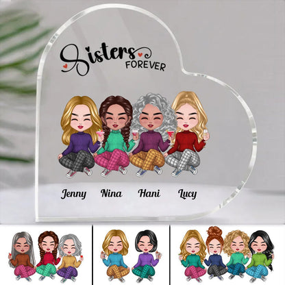 Sisters - Sisters Forever - Personalized Acrylic Plaque (LH) - Makezbright Gifts