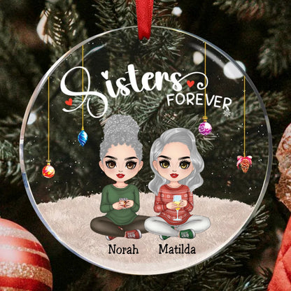 Sisters - Sisters Forever - Personalized Circle Ornament (II) - Makezbright Gifts