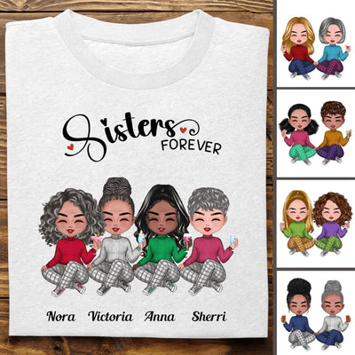 Sisters - Sisters Forever - Personalized T - Shirt - Makezbright Gifts