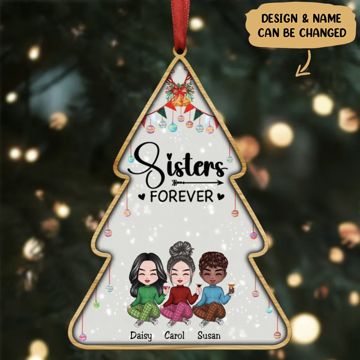 Sisters - Sisters Forever - Personalized Transparent Ornament - Makezbright Gifts