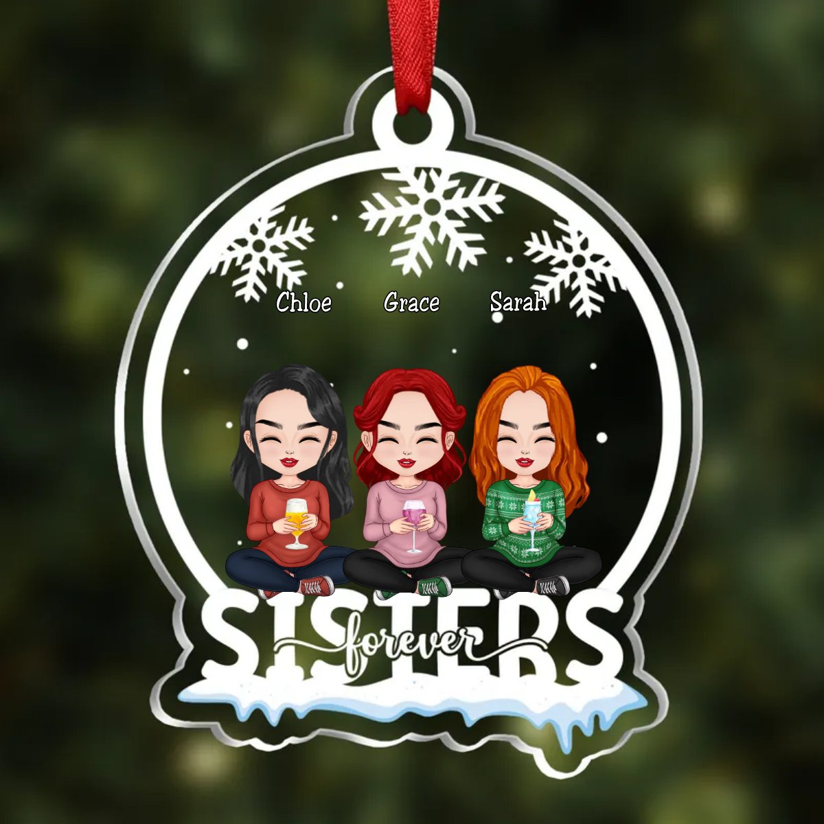 Sisters - Sisters Forever - Personalized Transparent Ornament (SA) - Makezbright Gifts