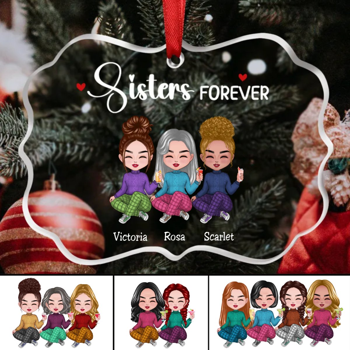 Sisters - Sisters Forever - Personalized Transparent Ornament (TB) - Makezbright Gifts