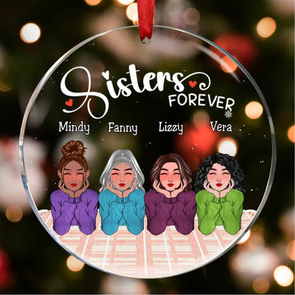 Sisters - Sisters Forever V6 - Personalized Circle Ornament - Makezbright Gifts