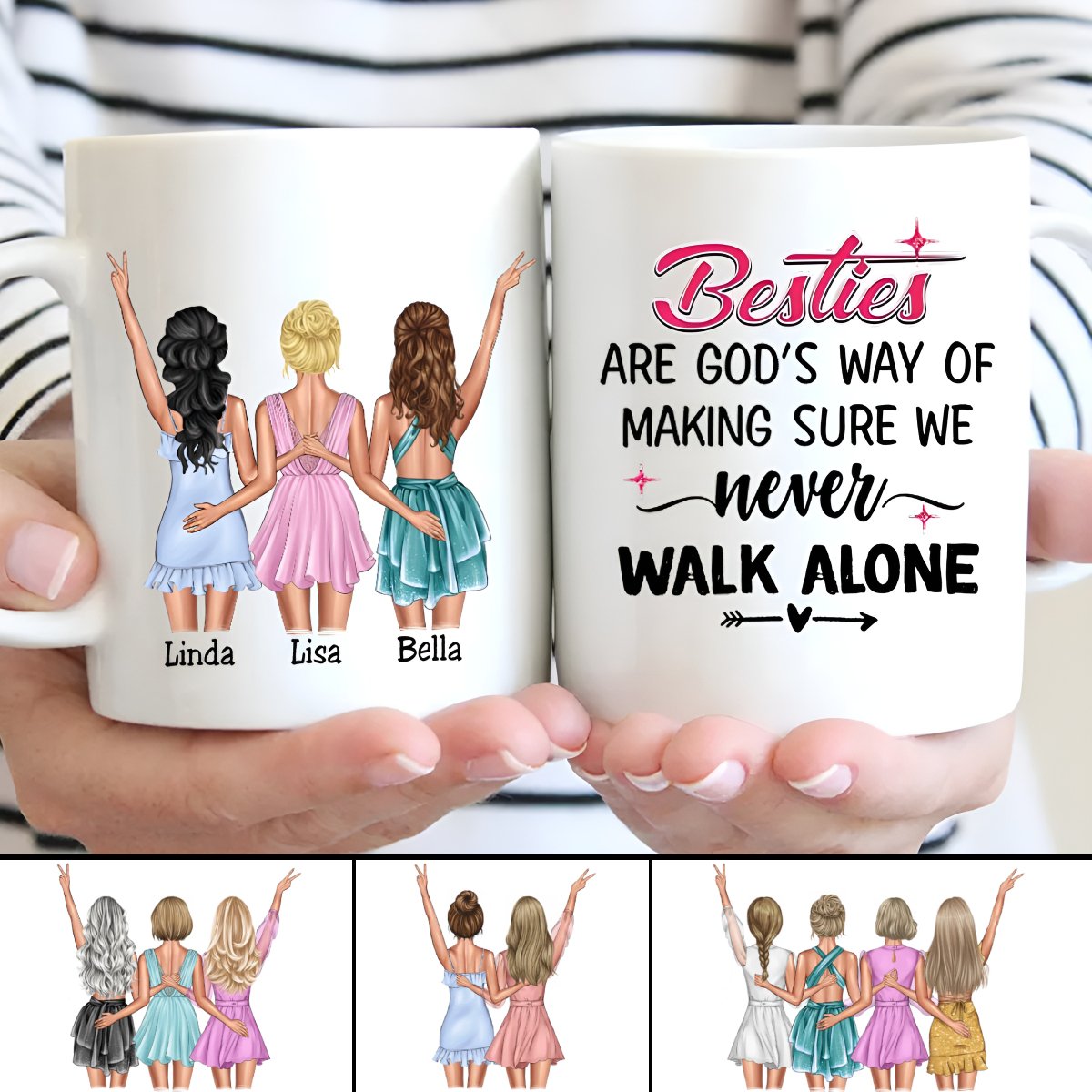 Sisters - Sisters Never Walk Alone Energetic Doll - Personalized Mug - Makezbright Gifts