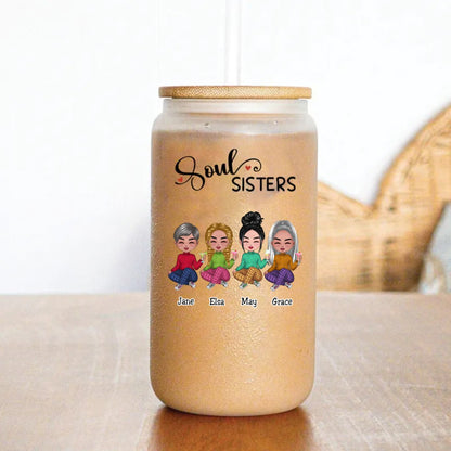 Sisters - Soul Sisters - Personalize Glass Can (AA) - Makezbright Gifts