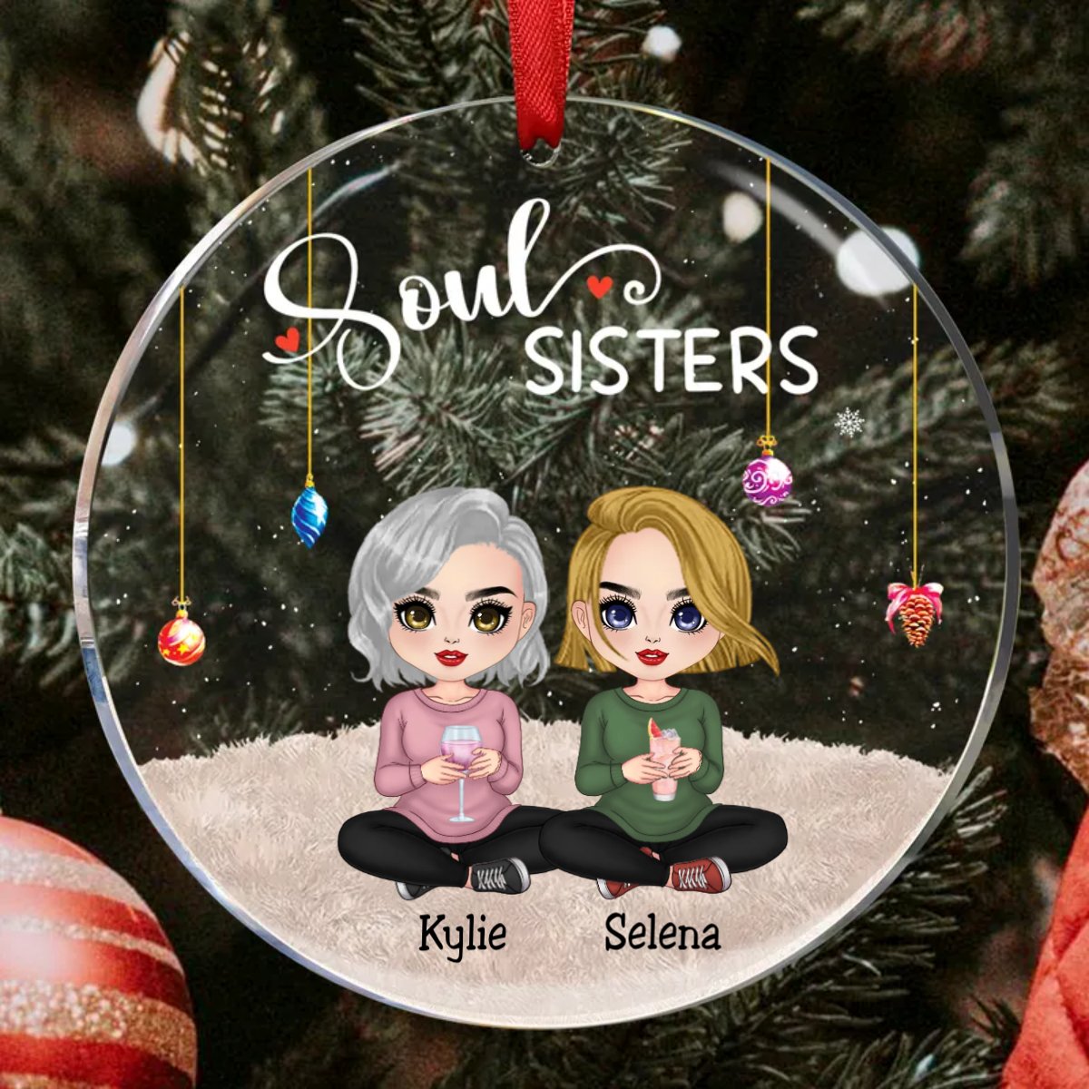 Sisters - Soul Sisters - Personalized Circle Ornament (TB) - Makezbright Gifts