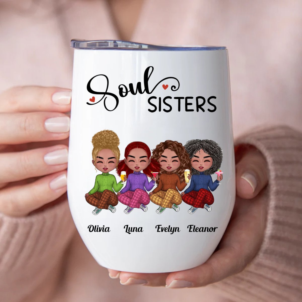 Sisters - Soul Sisters - Personalized Wine Tumbler - Makezbright Gifts